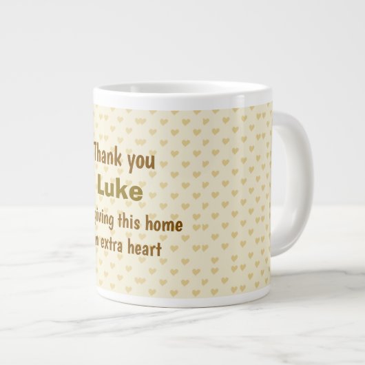 Gepersonaliseerd Dank u hart ontwerp Extra Grote Beker (Voorkant rechts)