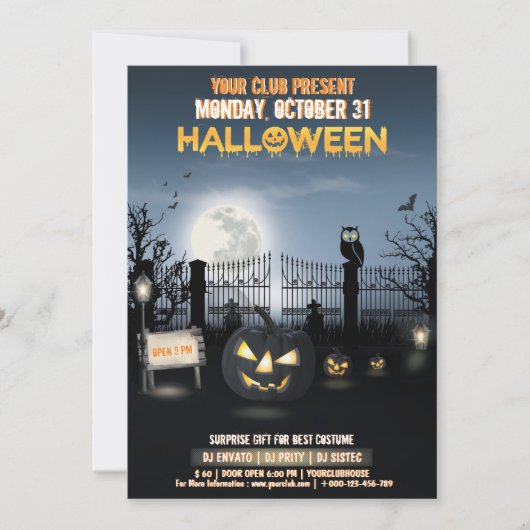 Gepersonaliseerd Dark Haunted House Halloween Part Kaart (Voorkant)