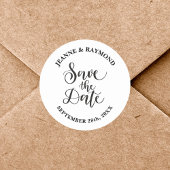 Gepersonaliseerd de datum bruiloft aankondiging ronde sticker