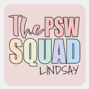 GEPERSONALISEERD DE PSW SQUAD VIERKANTE STICKER