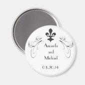 Gepersonaliseerd decoratieve Fleur de Lis bruiloft Magneet (Voorkant / Achterkant)