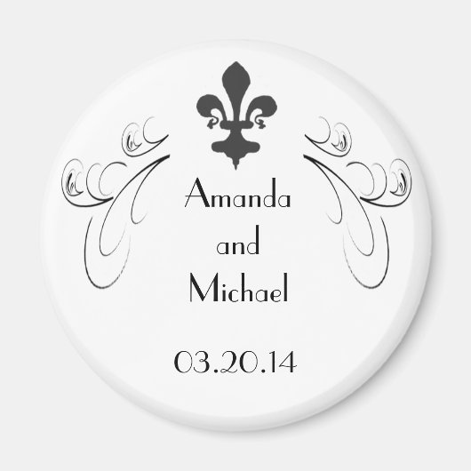 Gepersonaliseerd decoratieve Fleur de Lis bruiloft Magneet (Voorkant)