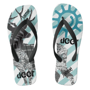 Gepersonaliseerd  Deer Sun en Stripes Patroon Teenslippers