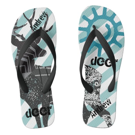 Gepersonaliseerd Deer Sun en Stripes Patroon Teenslippers