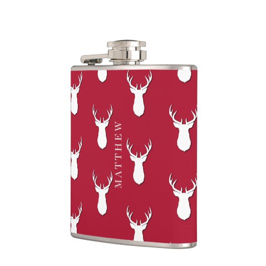 Gepersonaliseerd deer Trophy Pattern Festive Heupfles (Links)