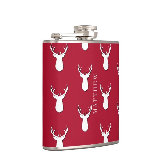 Gepersonaliseerd deer Trophy Pattern Festive Heupfles (Rechts)