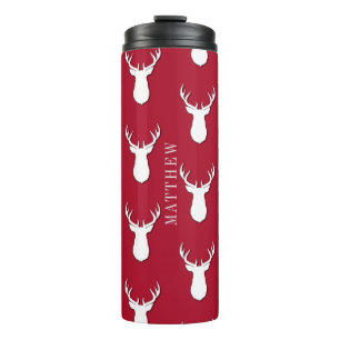 Gepersonaliseerd deer Trophy Pattern Festive Thermosbeker