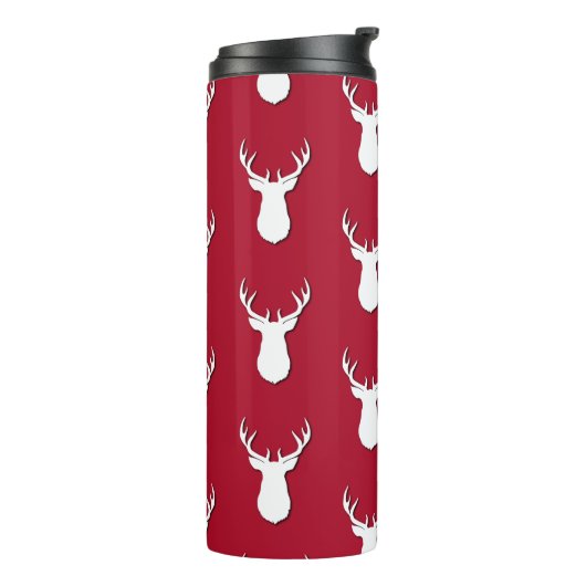 Gepersonaliseerd deer Trophy Pattern Festive Thermosbeker (Gedraaid links)
