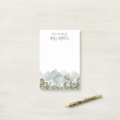 Gepersonaliseerd dennenbos en bergen post-it® notes (Op bureau)