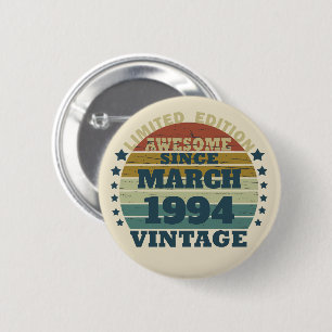 Gepersonaliseerd Dertig vintages 30ste verjaardags Ronde Button 5,7 Cm