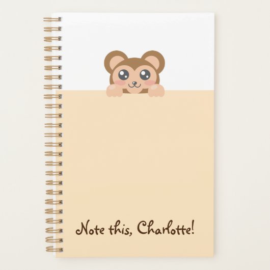 Gepersonaliseerd dier Kawaii - aap Planner (Voorkant)