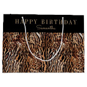Gepersonaliseerd dierenprintpatroon met naam groot cadeauzakje (Achterkant)