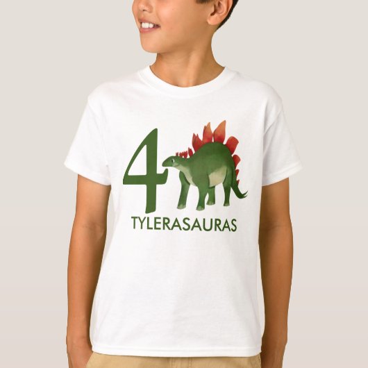 Gepersonaliseerd dinosaurus Shirt op de vierde ver (Voorkant)
