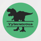 Gepersonaliseerd dinosaurusnaam Groen Schooletiket Labels (Design 2)
