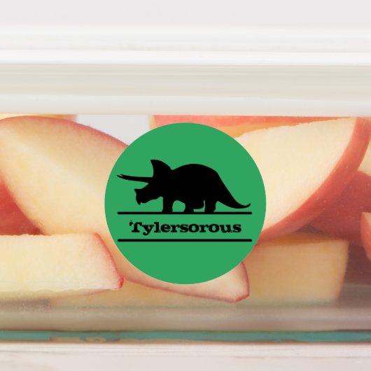Gepersonaliseerd dinosaurusnaam Groen Schooletiket Labels (Aangebracht)