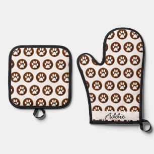 Gepersonaliseerd Dog Mitt - Zet uw Schattigee hond Ovenwant & Pannenlap Set