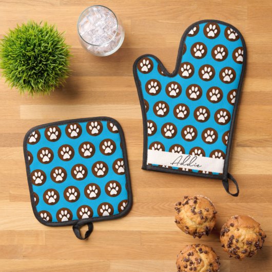 Gepersonaliseerd Dog Mitt - Zet uw Schattigee hond Ovenwant & Pannenlap Set (Top down)
