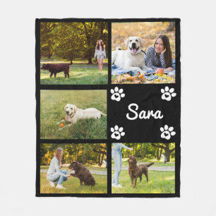 Gepersonaliseerd Dog Paw Foto's Dekennaam & Afbeel Fleece Deken
