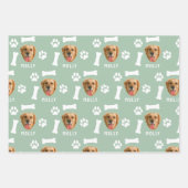 Gepersonaliseerd Dog Pet Foto & Naam Sage Groen Inpakpapier Vel (Voorkant)