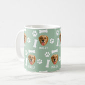 Gepersonaliseerd Dog Pet Foto & Naam Sage Groen Koffiemok (Voorkant links)