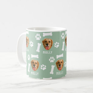 Gepersonaliseerd Dog Pet Foto & Naam Sage Groen Koffiemok