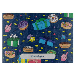 Gepersonaliseerd donkerblauw Chanoeka patroon Snijplank