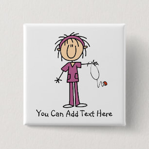 Gepersonaliseerd Donkere haarstaart Afbeelding Ver Vierkante Button 5,1 Cm