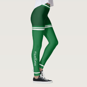 Gepersonaliseerd donkergroen & wit Schattige Leggings