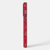 Gepersonaliseerd donkerroze rood maroon paisley pa iPhone hoesje (Linkerkant)