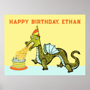Gepersonaliseerd Dragon Birthday Poster