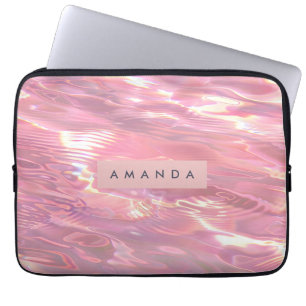 Gepersonaliseerd dromerig pastelroze water laptop sleeve