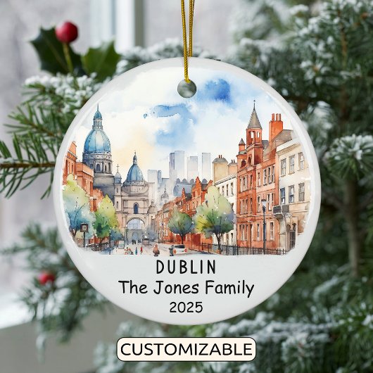 Gepersonaliseerd Dublin Ornament, Ierland Keramisch Ornament