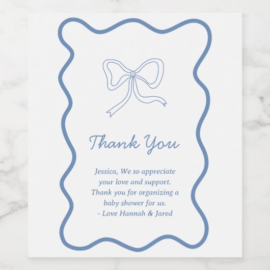 Gepersonaliseerd Dusty Blue Bedankt Opmerking Wijn Wijn Etiket (Enkel label)