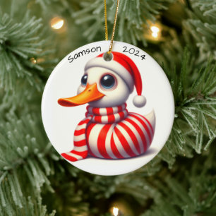Gepersonaliseerd eendenkerstornament keramisch ornament