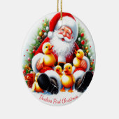 Gepersonaliseerd eendje kerstversiering keramisch ornament (Rechts)