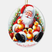 Gepersonaliseerd eendje kerstversiering keramisch ornament (Links)