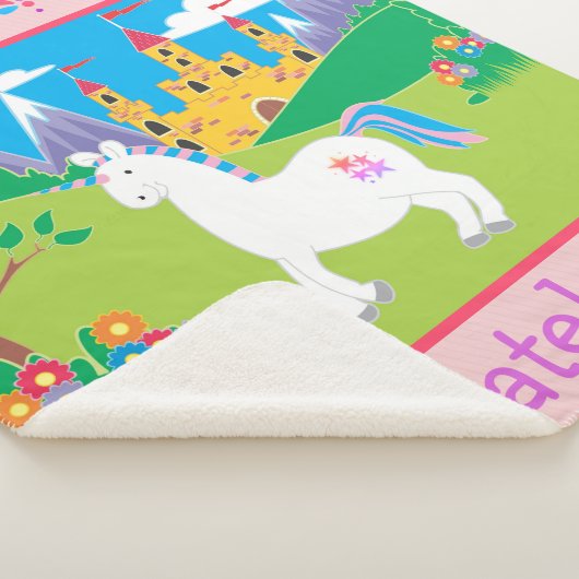 Gepersonaliseerd eenhoornkasteel sherpa deken (3/4)