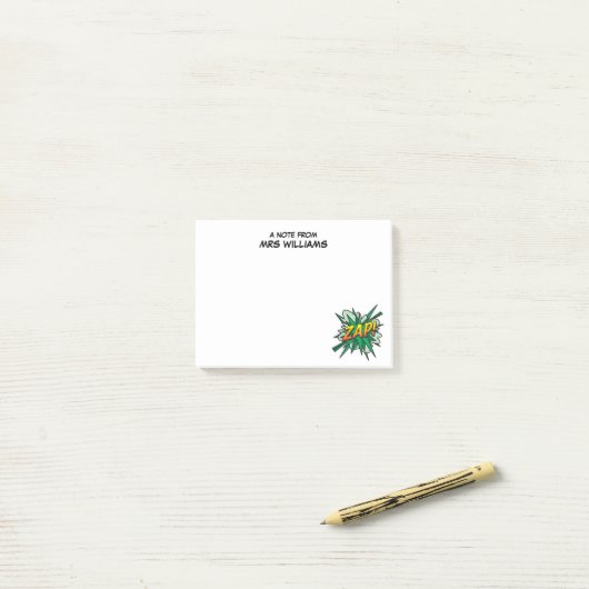 Gepersonaliseerd eenvoudig leuk stripboek ZAP Post-it® Notes (Op bureau)