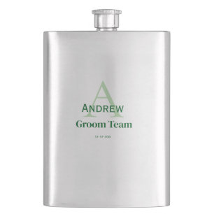gepersonaliseerd eenvoudig monogram bruidegom team flacon