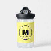 Gepersonaliseerd eenvoudig monogram geel script ki waterfles (Voorkant)