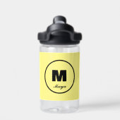 Gepersonaliseerd eenvoudig monogram geel script ki waterfles (Achterkant)