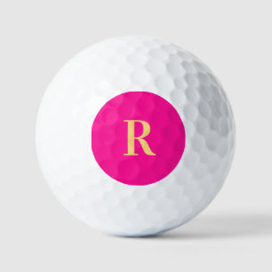 Gepersonaliseerd Eenvoudig Monogram Heet Roze Golfballen