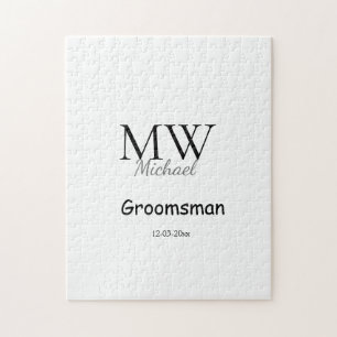 gepersonaliseerd eenvoudig monogram naam bruidsjon legpuzzel