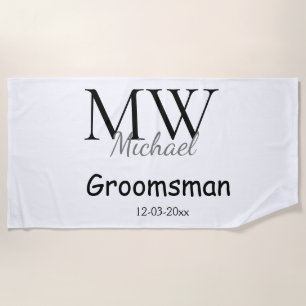 gepersonaliseerd eenvoudig monogram naam bruidsjon strandlaken