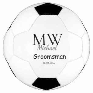 gepersonaliseerd eenvoudig monogram naam bruidsjon voetbal