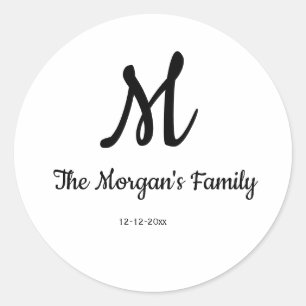 gepersonaliseerd eenvoudig monogram voeg uw naam t ronde sticker