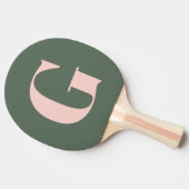 Gepersonaliseerd Eenvoudig Vet Monogram Roze en Gr Tafeltennisbatje (Zijkant)