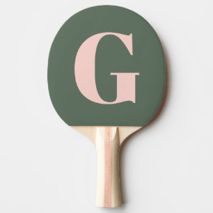 Gepersonaliseerd Eenvoudig Vet Monogram Roze en Gr Tafeltennisbatje