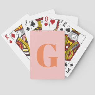 Gepersonaliseerd Eenvoudig Vet Monogram Roze en Or Pokerkaarten