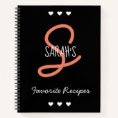 Gepersonaliseerd eenvoudig zwart script monogram r notitieboek (Voorkant)